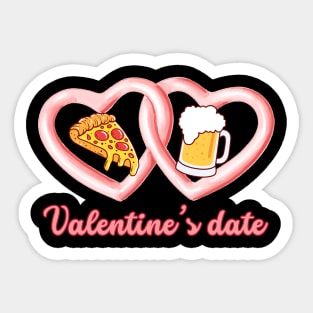 Valentine's Date Pizza Beer Sticker